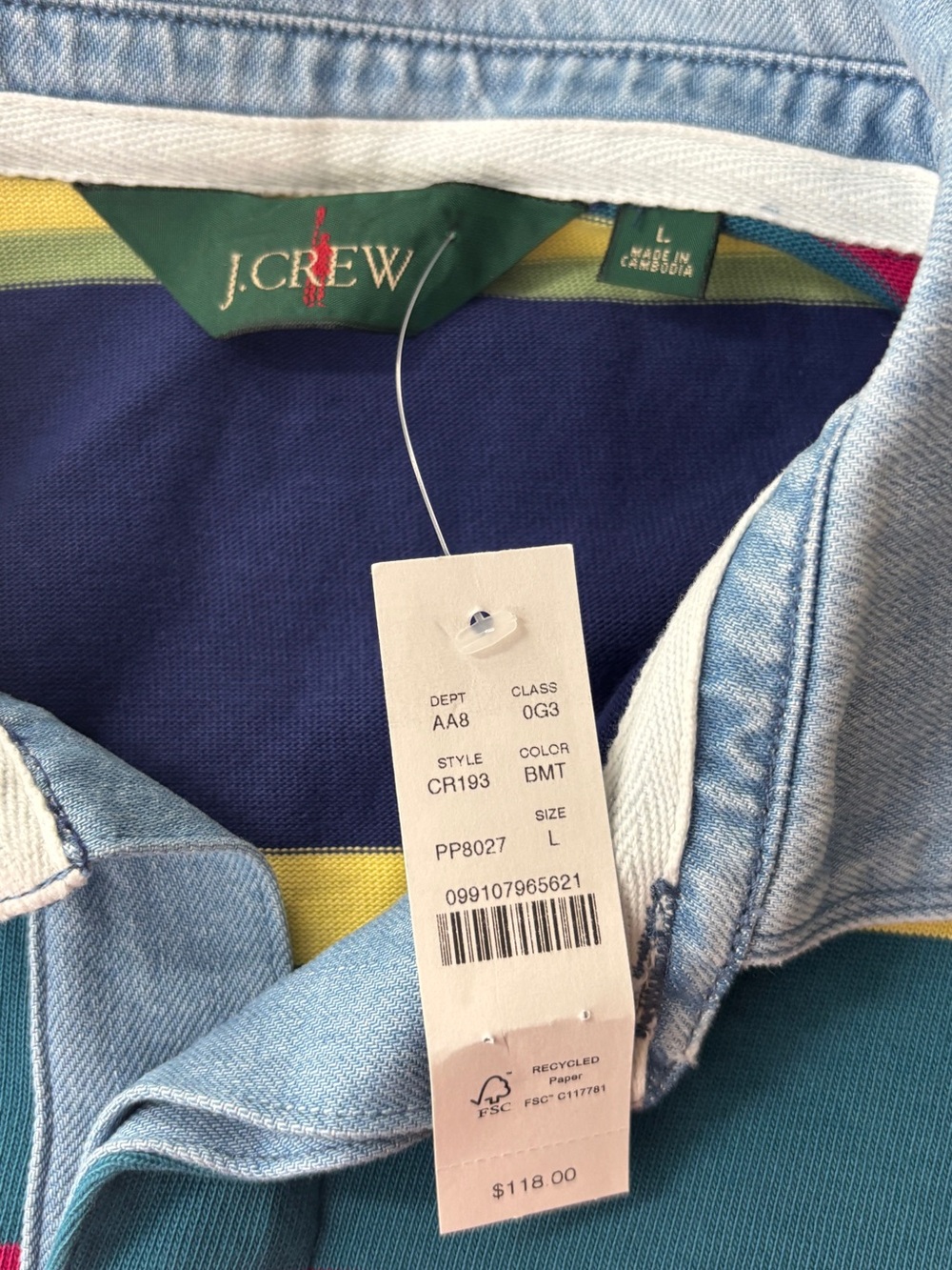 J.Crew Rugby shirt in stripe with denim collar - Picture 3 of 7